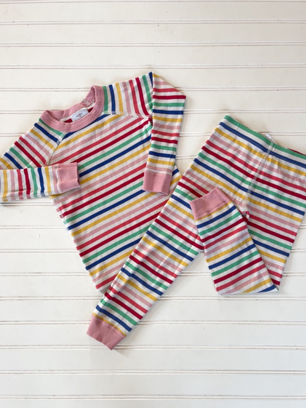 HANNA ANDERSSON Organic Cotton Rainbow Striped Pajama Set